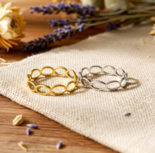 Geschwungener Stapel Ring - Edelstahl Silber / Gold Wellen - Boho