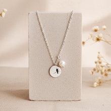 Vogelkette mit Perle - Silberfarben - Edelstahl - Schlicht