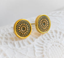 Ohrstecker - Mandala Bohemian Edelstahl Gold Khaki Ohrringe