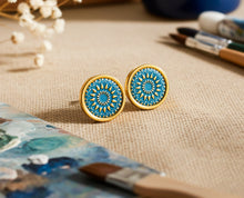 Ohrstecker - Petrol Mandala Bohemian Ohrstecker Gold - Edelstahl