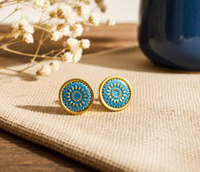 Ohrstecker - Petrol Mandala Bohemian Ohrstecker Gold - Edelstahl