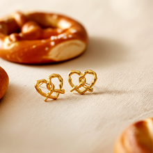 Brezel Ohrringe - Brezeln Herz Gold Silber - Oktoberfest
