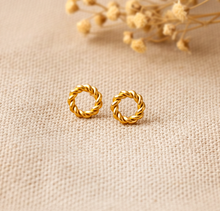 Kreis Ohrstecker - Goldfarben - gedreht - Edelstahl Runde Ohrstecker - Filigran