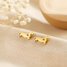 Dackel Ohrstecker - Edelstahl - Gold -  Geschenk - Dog - Hund - Tier