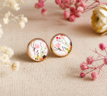 Glasohrstecker - Rose gold Blumen