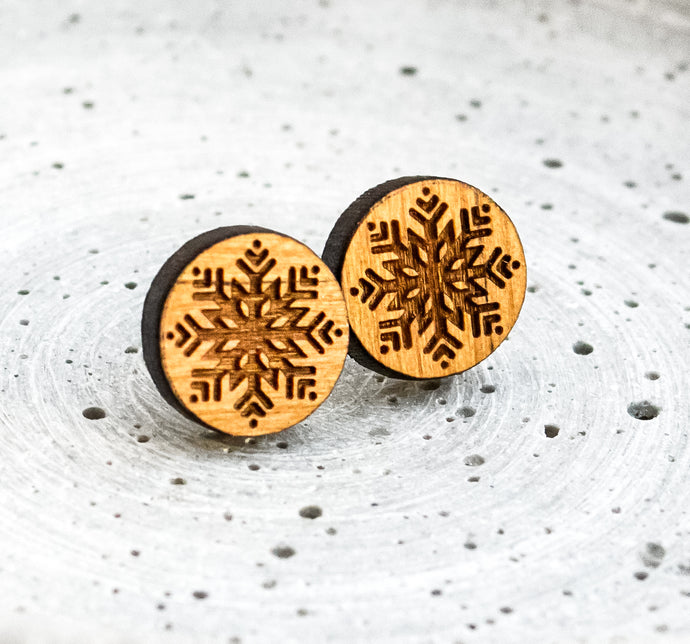 Schneeflocken Ohrstecker Holz - Schnee - Winter