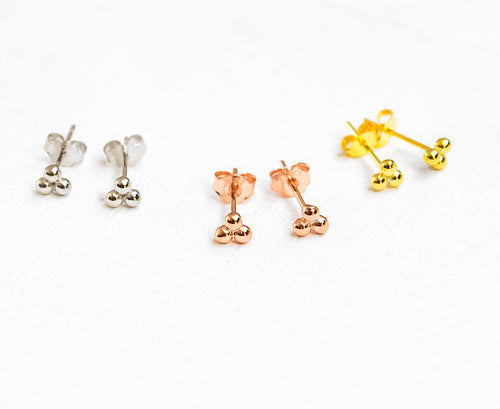 Kleine Ohrstecker 3 Kugeln - 925er Sterling Silber