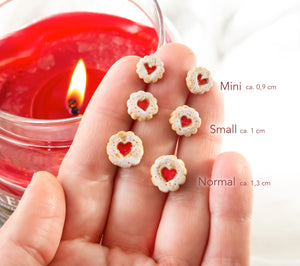 Small Herz Marmeladenkeks Ohrstecker Miniature food - Linzer Plätzchen