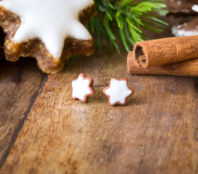 Zimtstern Mini - Ohrstecker Miniaturefood - Weihnachten