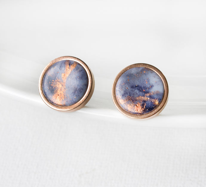Marble Ohrstecker - Edelstahl Rose Gold - Grau