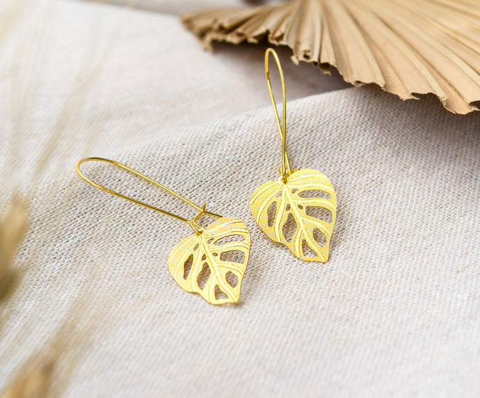 Kreolen Monstera Blatt Anhängern - Goldfarben - Philodendron