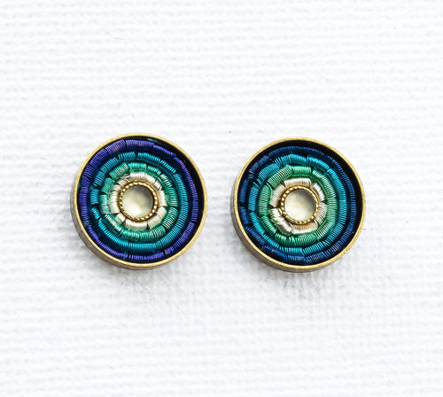 Summer Ohrstecker - Aqua Blau - Bronze