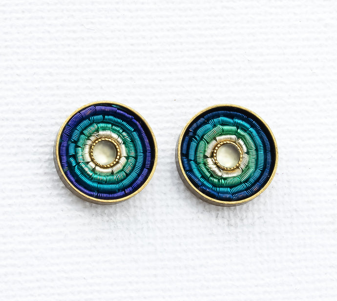 Summer Ohrstecker - Aqua Blau - Bronze