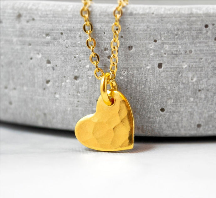 Herzkette - Gehämmert - Silber oder Gold - Edelstahl oder 925er Silber - Geschenk - Liebe - Valentinstag - Love- Muttertag
