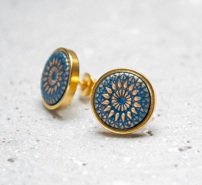 Ohrstecker - Petrol Mandala Bohemian Ohrstecker Gold - Edelstahl