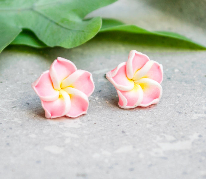 Summer Flowers  - Ohrstecker Hawaii Blüten - Flower - Plumeria - Frangipani - Pastell Rosa