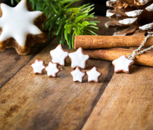 Set Zimtstern Mini und Kette - Ohrstecker + Kette Miniaturefood - Weihnachten - Mini - Cookies