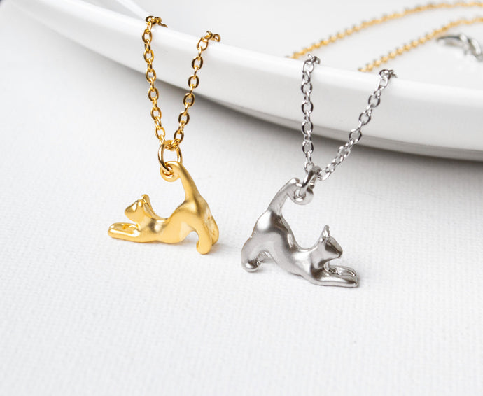 Katzen Kette - Edelstahl / 925er Sterlingsilber - Gold Silberfarben