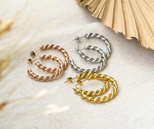 Gedrehte Creolen Ohrringe - Edelstahl Gold / Silber / Roségold - Statement - 90er - Kreolen - Hoop - Hoops XXL