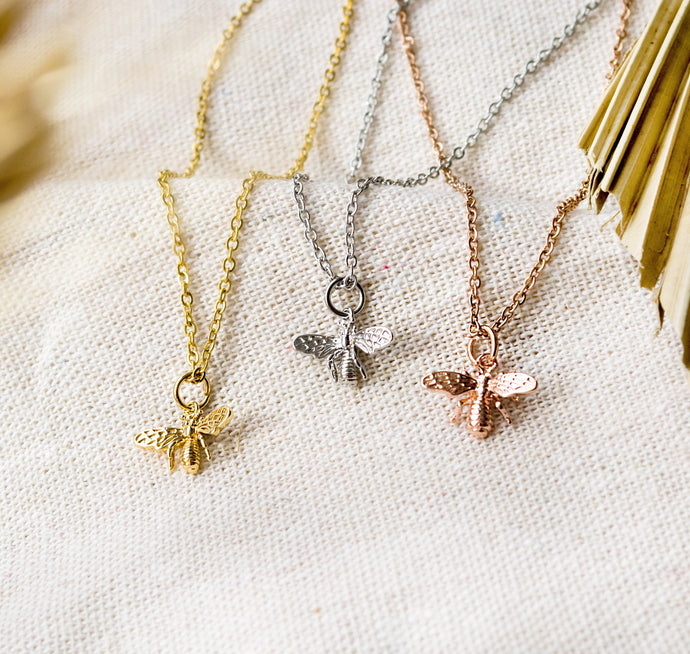 Bienen Kette - Goldfarben / Silberfarben / Rose Goldfarben - Geschenk - Statement - 925er - Tier - Natur - Biene
