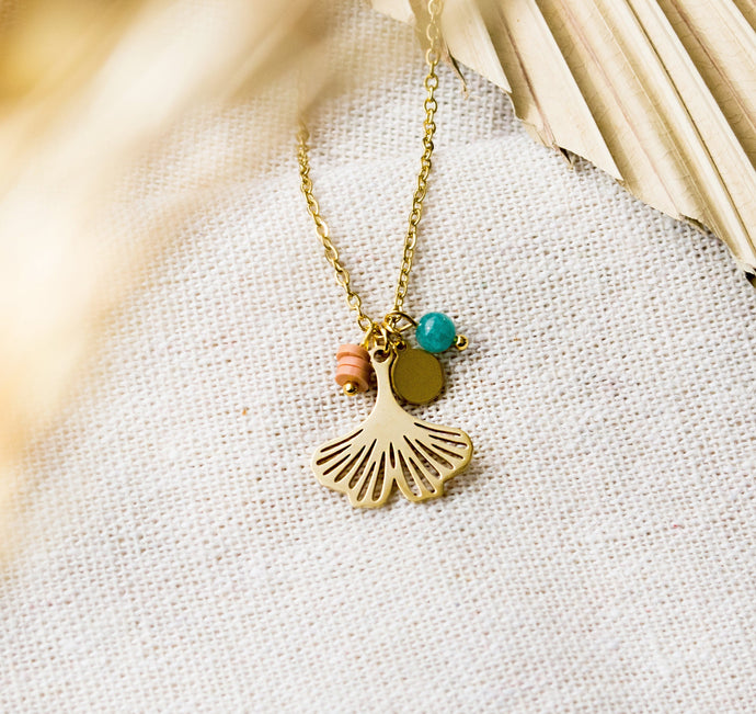 Ginkgo Kette - Boho - Edelstahl