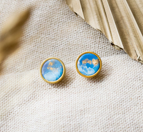 Sea Breeze Ohrstecker -  Edelstahl Gold - Blau - Unikate