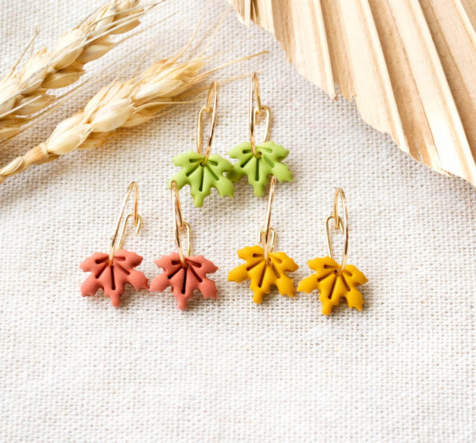 Herbstblätter Creolen - Goldfarben - Ahorn - Hoops Kreolen Herbst