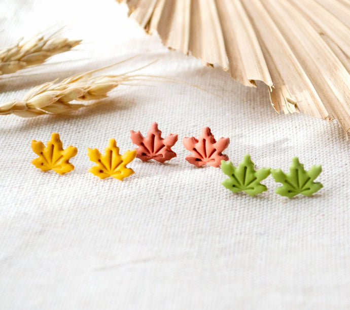 Herbstblätter Ohrstecker - Matt - Ahorn -  Herbst