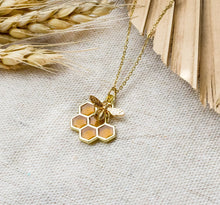 Bienen Kette Waben - Goldfarben - Tier - Natur - Biene