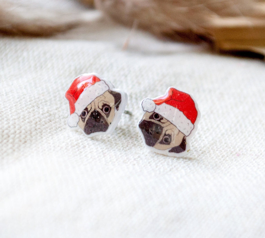 Mops Hunde Ohrstecker Weihnachten - Geschenk - Dog - Hund - Tier