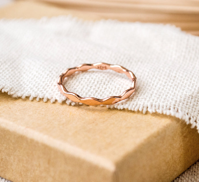 Filigraner Stapel Ring - 925er Rosegold Wellen - Boho