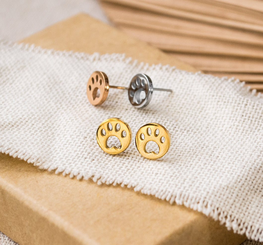Pfoten Ohrstecker Hunde Katze - Edelstahl - Geschenk - Paw - Tier