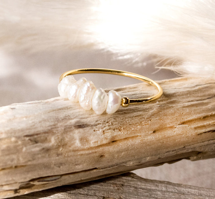 Süßwasser Perlen Ring - Gold / Silber Edelstahl  - Boho