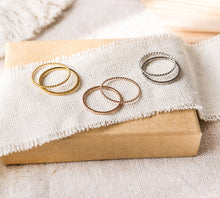 2er Ring Set Filigrane Stapel Ringe - Edelstahl - gedreht - Boho