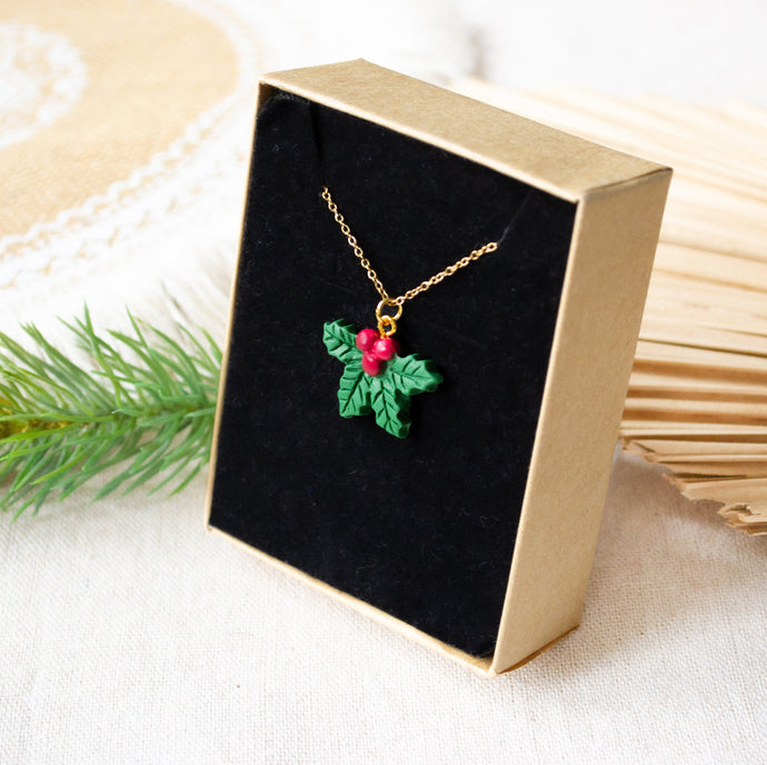 Christmas Leaf - Kette - Weihnachten - Weihnachtsstern - Xmas  Polymer Clay
