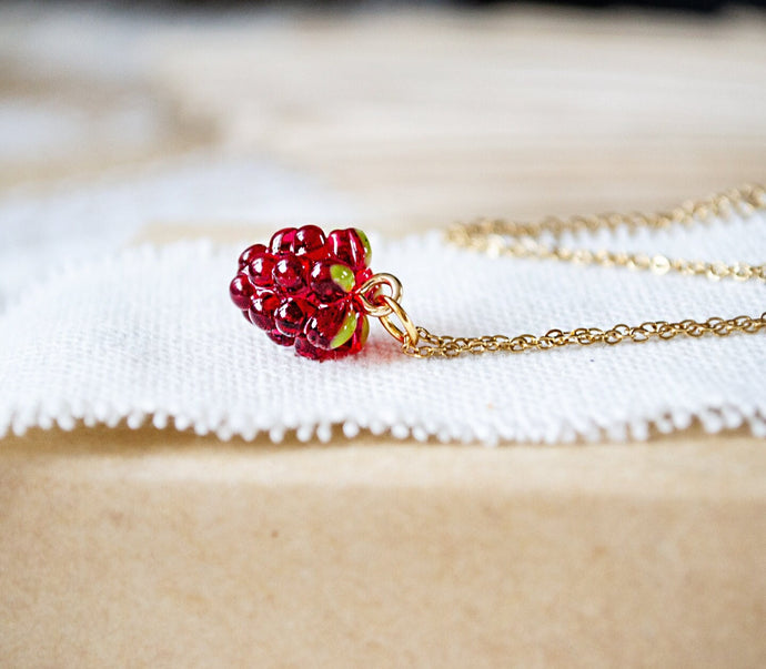 Himbeeren Kette - Goldfarben - Früchte - Obst -  Herbst Beeren